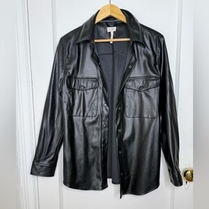 Laundry By Shelli Segal Black Faux Leather Shirt